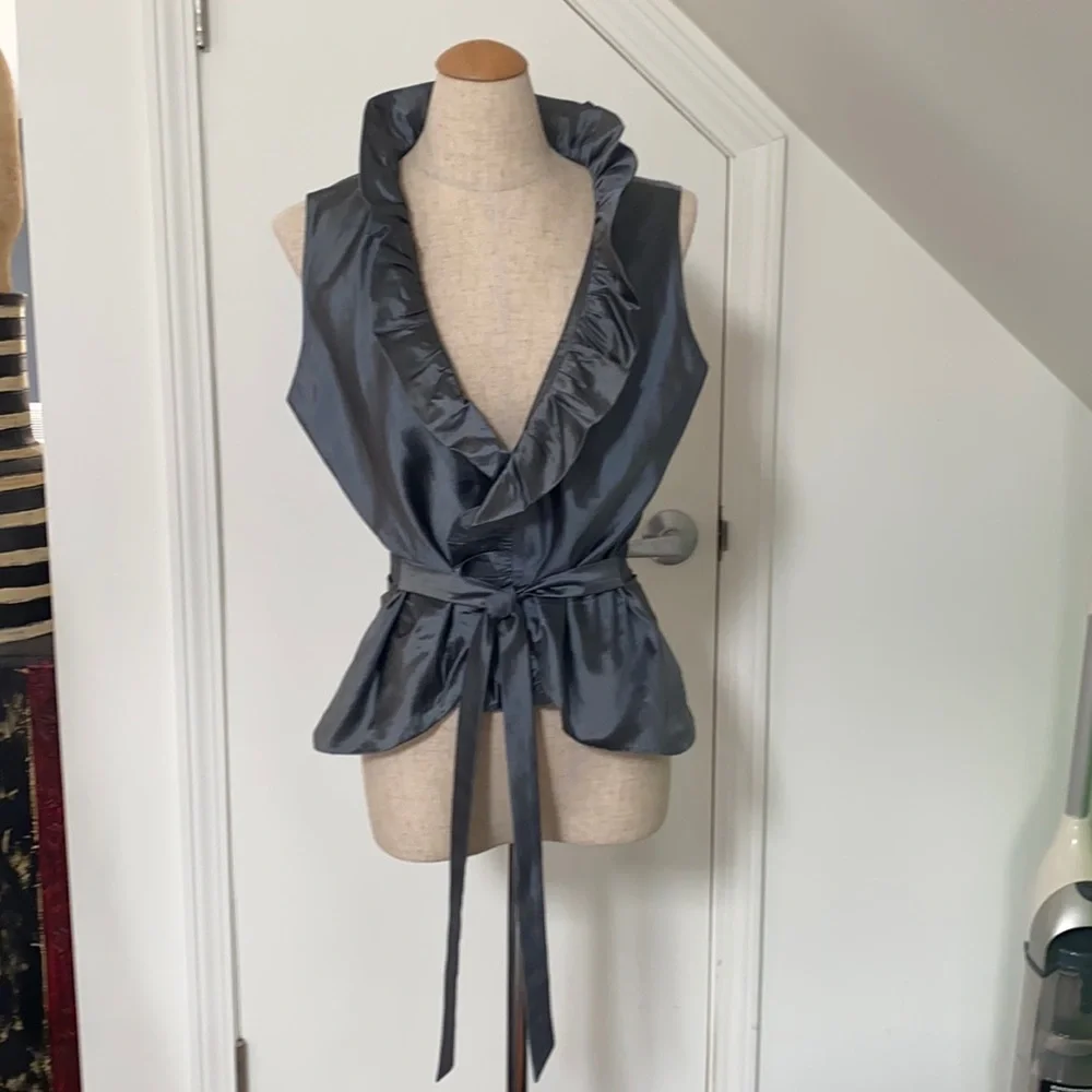 NWT!! Elizabeth Gillett Silk Taffeta Wrap Top - Picture 1 of 8